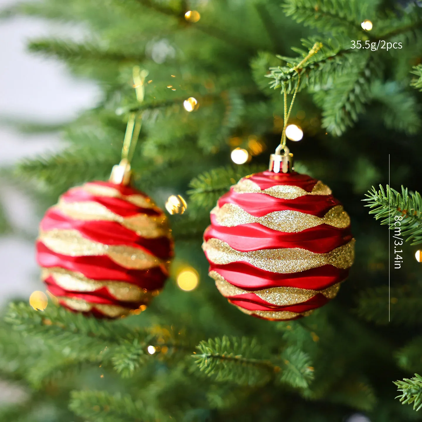 Holiday Decor Christmas Ornaments Holiday Atmosphere Commercial Space Decor Classic Christmas Colors Oversized 8CM Diameter