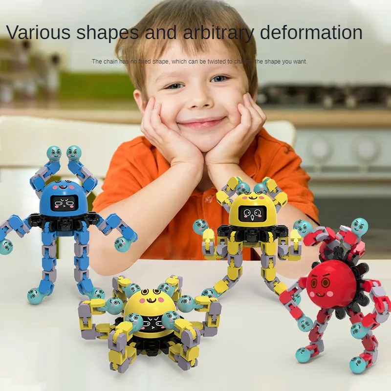 Fingertip Ever-changing Gyro Face-changing Toy Octopus Robot Decompression Luminescent Mechanical Fidget Toys Fidget Spinner