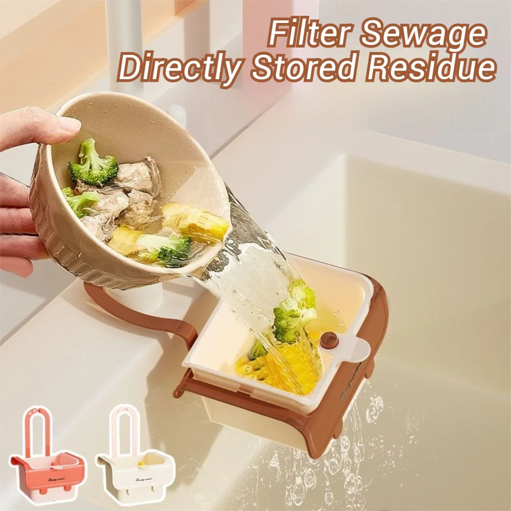 

Durable Push-type Sink Drain Basket Anti-leakage Versatile Kitchen Sink Filter Basket Separate Hanging Bag Grid Racks