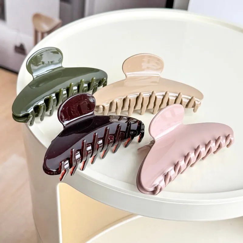 Minimalist Hair Claw Solid Color Autumn Fall Winter Everyday Thick Hair Retro Style Women Jaw Clip Hair Clips Vintage
