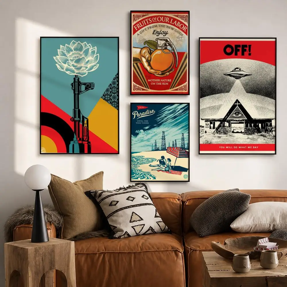 Shepard Fairey Visual Art Poster HD Poster Wall Art Self-Stick No-Residue for Home Cafe Office Great Gift