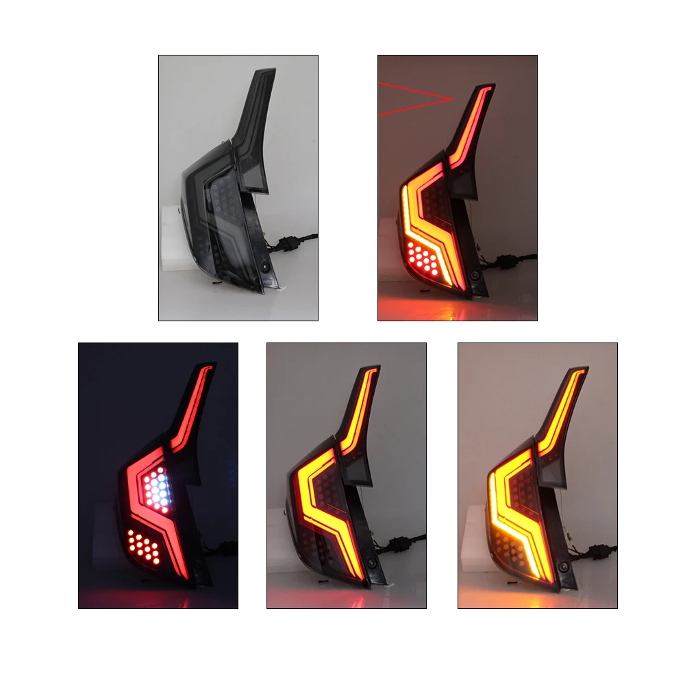 Pair Of Car Tail Light Assembly For Honda JAZZ FIT 2014-2018 LED Flowing Water Flicker Plug and Play Tail Lamps Brake Taillights