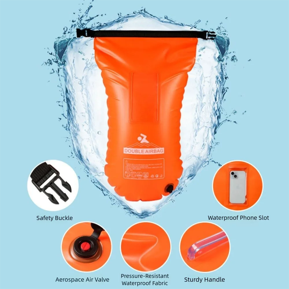 

Двойная подушка безопасности, надувной плавательный буй, очень видимый сенсорный экран, сумка для телефона, буксирный поплавок, сухой мешок, многоразовый, водонепроницаемый