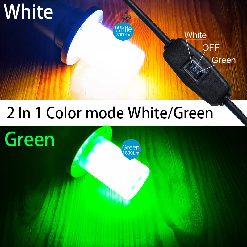 12V 60W Ip68 Green Fishing light Waterproof UnderWater lights Lake/river/sea Night Attracting Fish Boat Fishing tool PhotoPopis