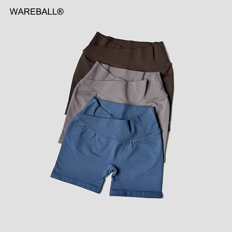 Summer High Waisted Training Workout Shorts Seamless Cross Waist Sexy Running Fitness Short Pants Solid Color Gym Leggings