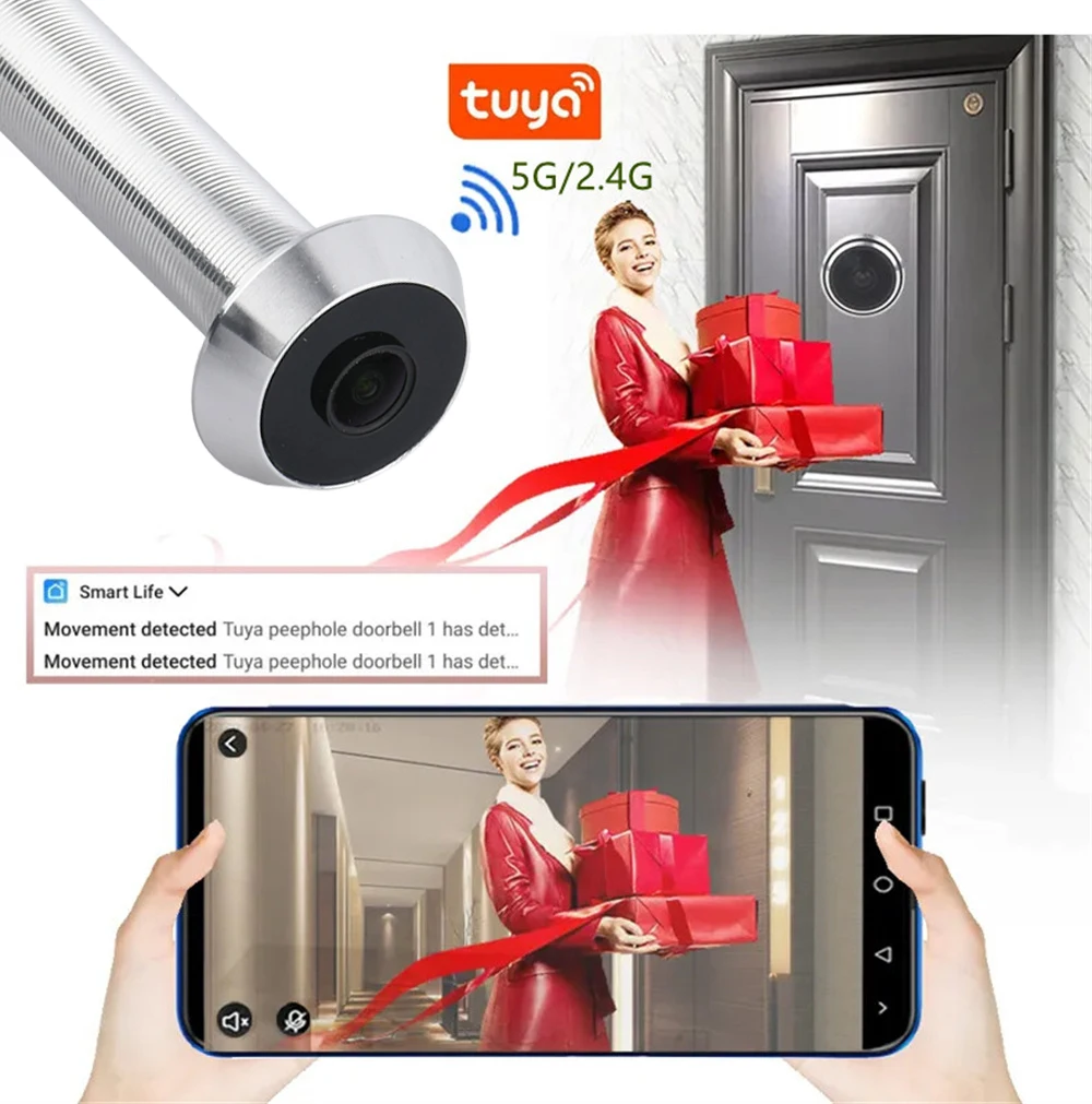 Door Eye Camera Night Vision Mini 1080P Tuya Smart Life Home Digital Viewer Peepholes Door Camera Eye WiFi IR Night Vision Smart