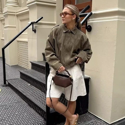 Imagen 2 del producto Chaquetas nuevas para mujer, moda de otoño 2021, chaquetas holgadas con mangas de murciélago, chaquetas elegantes para mujer, abrigos de manga larga para jóvenes de calle Chic