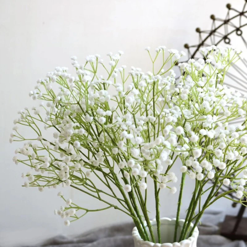 Gypsophila Artificial Flowers Bouquet 108 Head White DIY Plastic Fake Floral Bouquets Arrangement Wedding Home Indoor Decoration