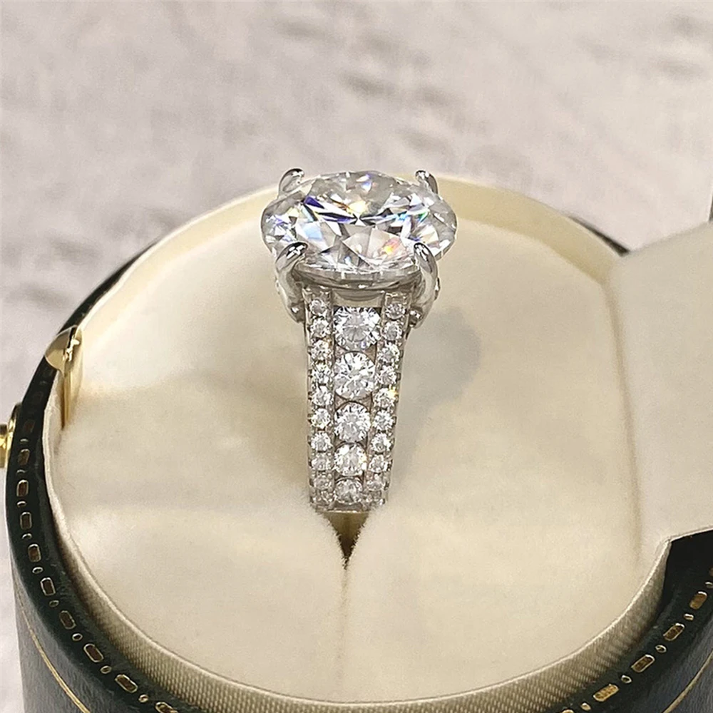 Houtros D VVSI 10 CT Moissanite fede nuziale per le donne 925 Sterling Silver placcato oro 18 carati da sposa con fascia di diamanti gioielli di