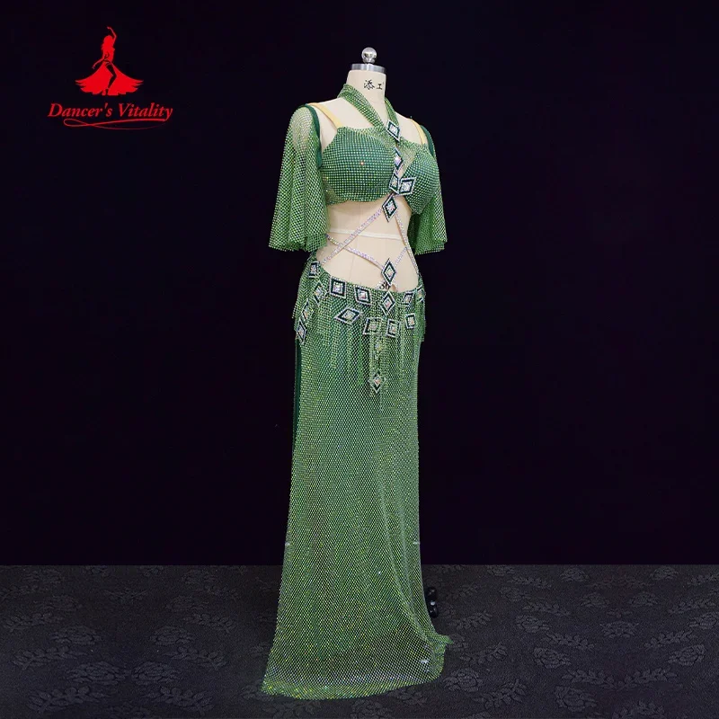 Belly Dance Costume Customization Luxury Diamond Sexy Mesh Dress Adult Children Oriental Dance Professional Performance Dresses