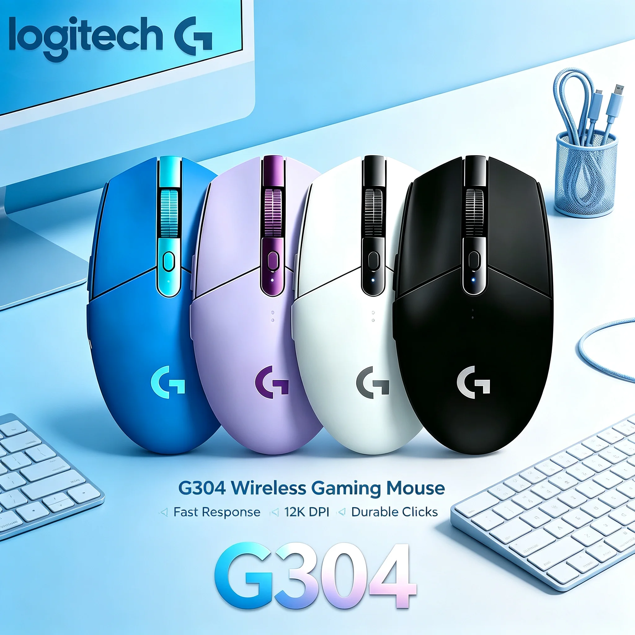 Logitech G304 Lightspeed Gaming Mouse Wireless 12000DPI Adjustable DPI Switch Mice For Gamer User