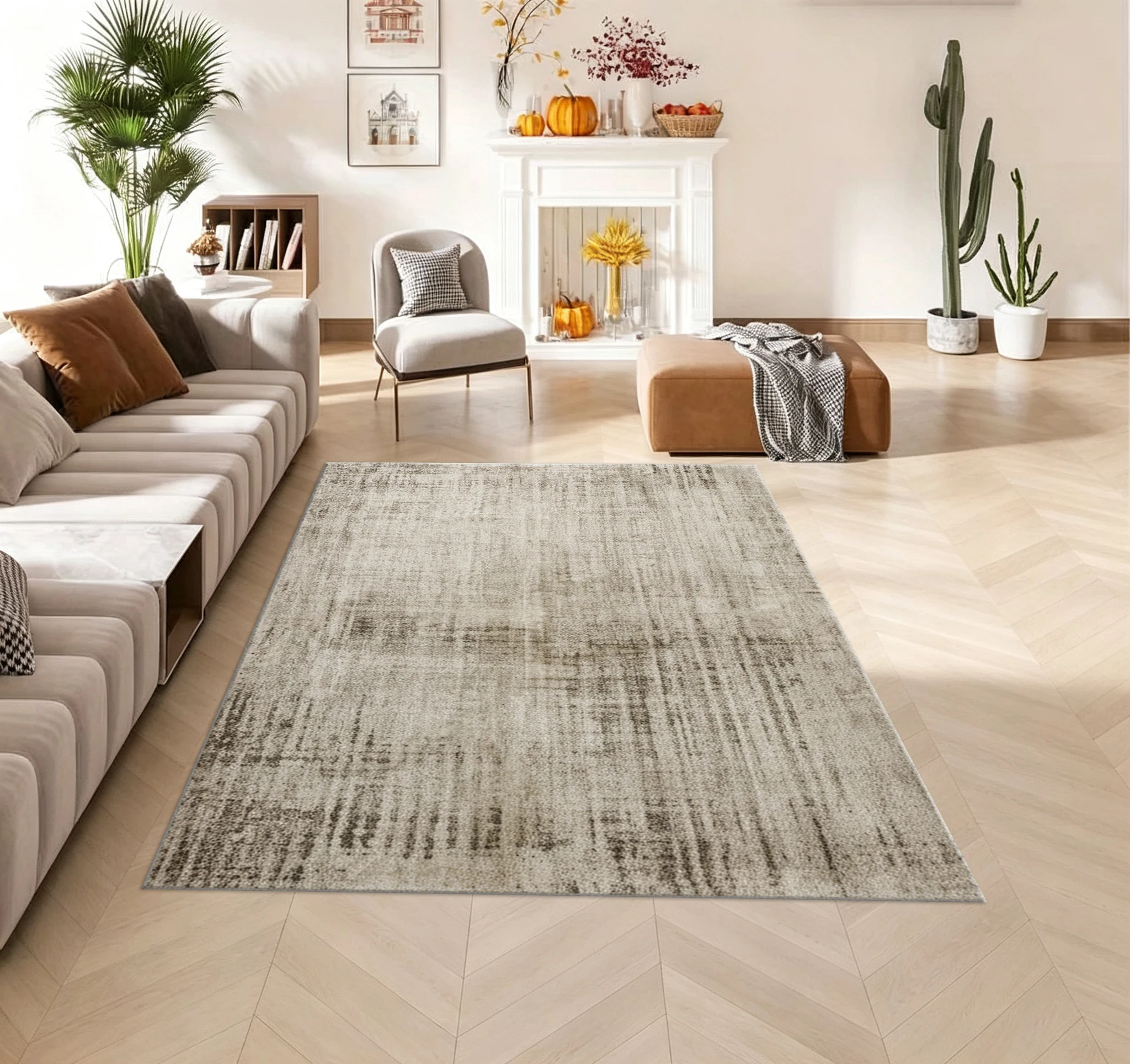 Vintage Distressed Texture Carpet Flooring for Living Room Bedroom Home Decor Area Rug