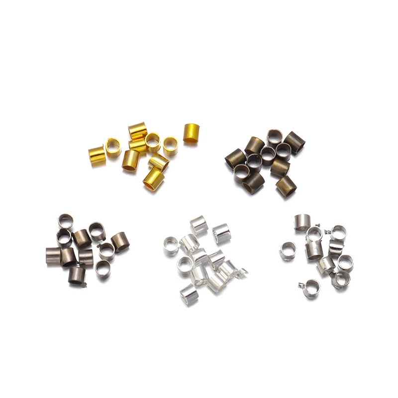 500pcs/lot Copper Positioning Beads Tube Shape Stopper Crimp End Loose Spacer Beads For DIY Jewelry Making Necklace Bracelet