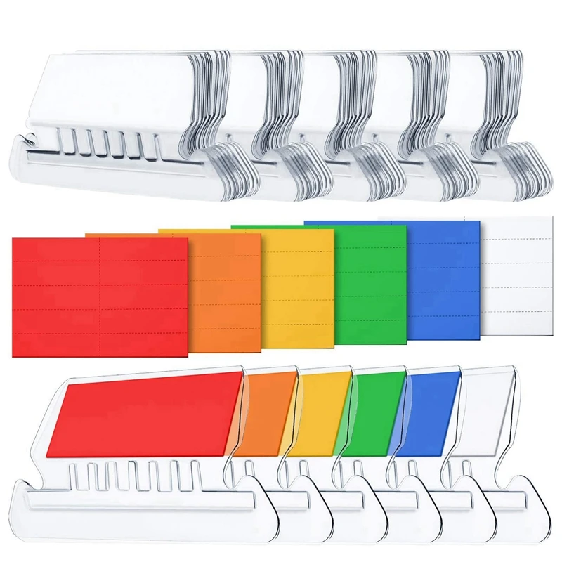 120 Sets File Document Tabs 2 Inch Hanging Folder Tabs and Multicolor Inserts for Quick Identification of Hanging Files-SPMI