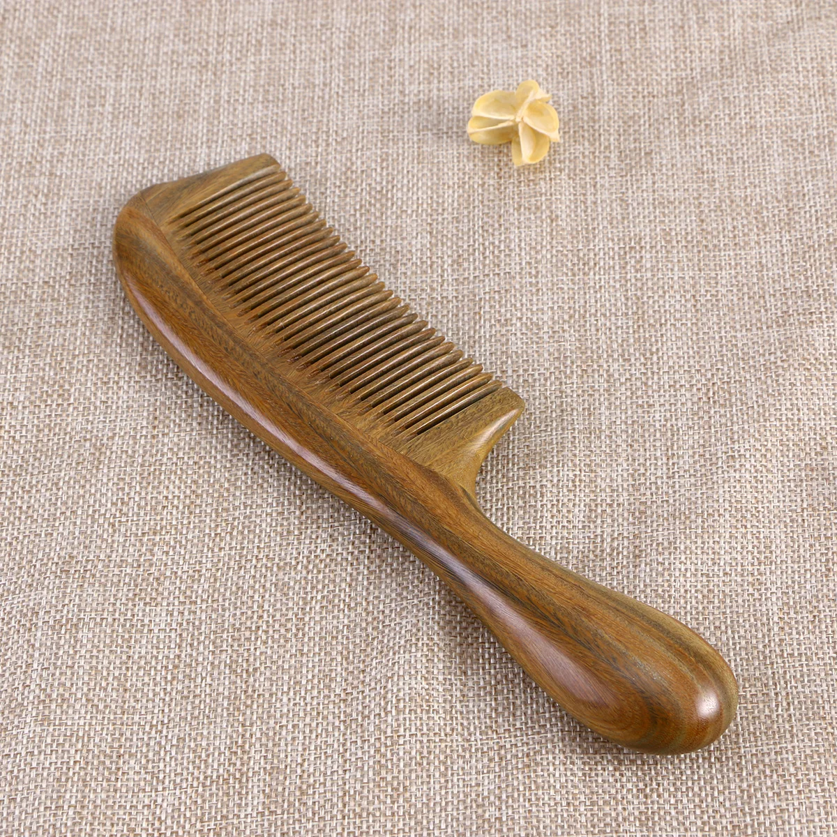 Sandalwood Green Thick Handle Close Teeth Wooden Hair Beard Anti-Static Scalp Massage Lightweight Travel Use Sandalwood