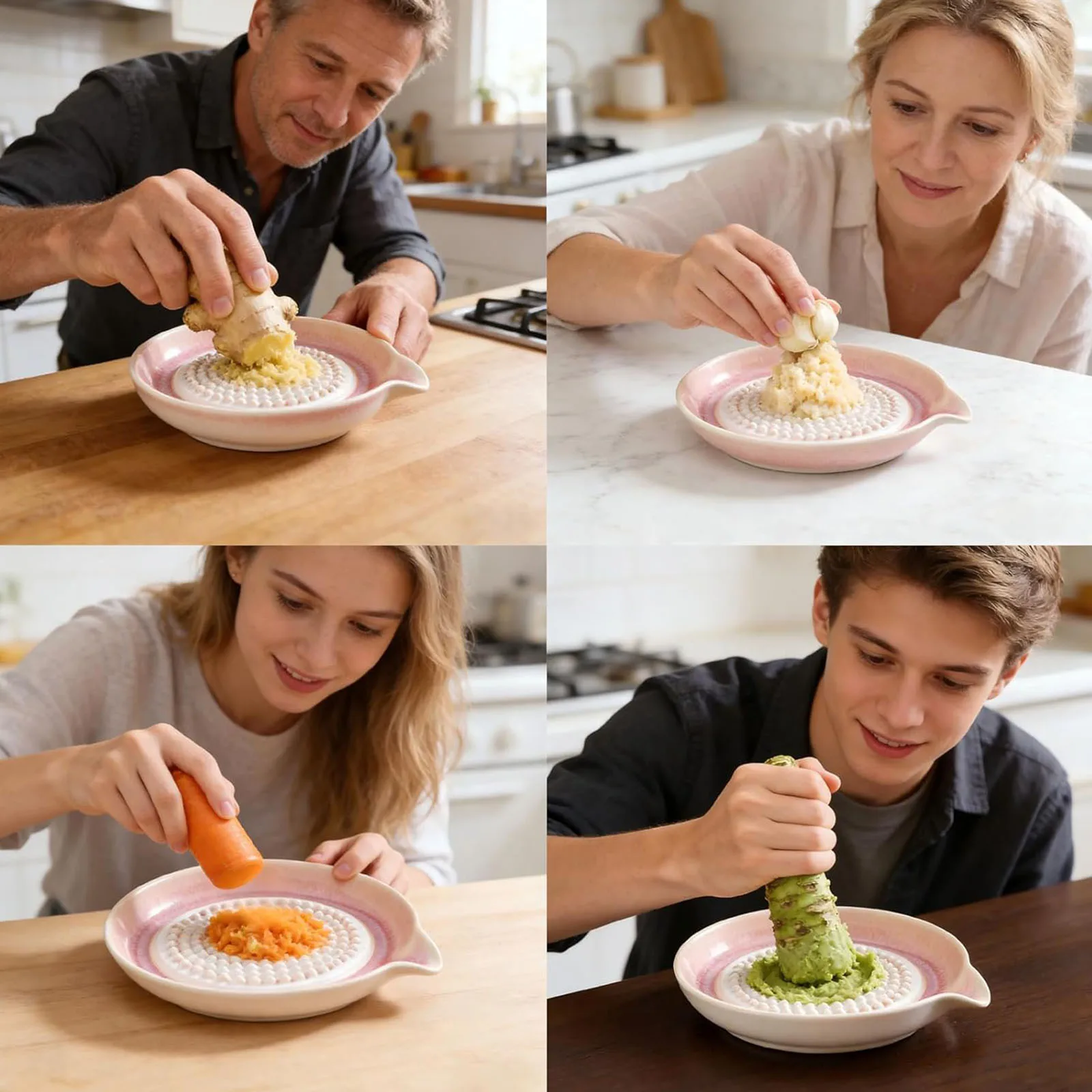 Ceramic Grater Plate Reusable Handheld Grinding Dish Household Ceramic Grinding Disc Garlic Mincer Tray for Home Kitchen Cooking