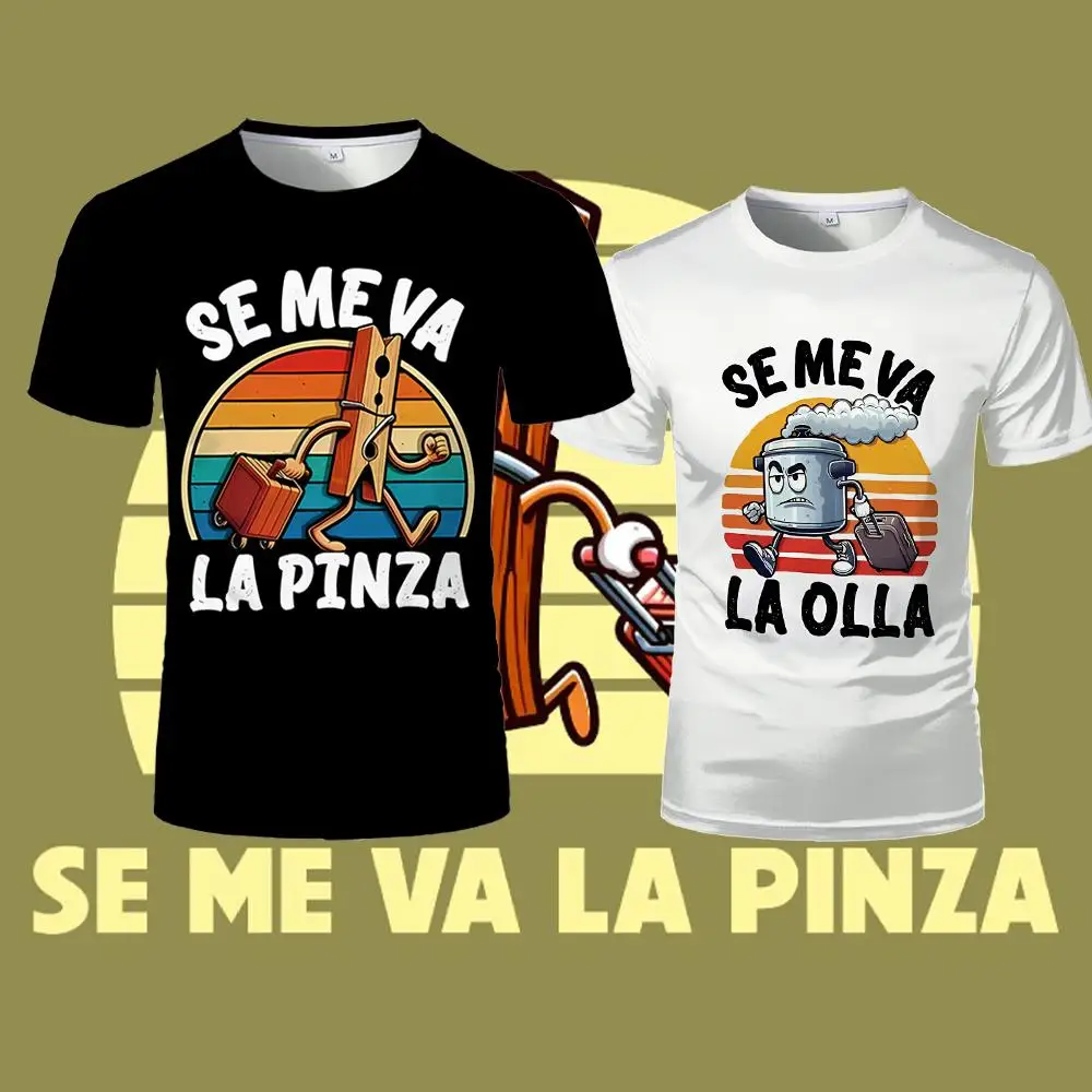 Se Me Va La Pinza Print T-Shirt Funny Spanish Joke Y2k Vintage T Shirt Breathable Tops For Men And Women Cute Graphic Clothing