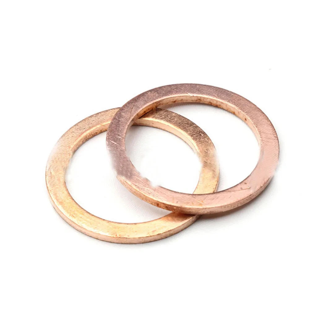 

80pcs Solid Copper Washers Assorted Copper Gasket Washers Sump Plug Sealing Ring Set with Case Assortment Kit Set
