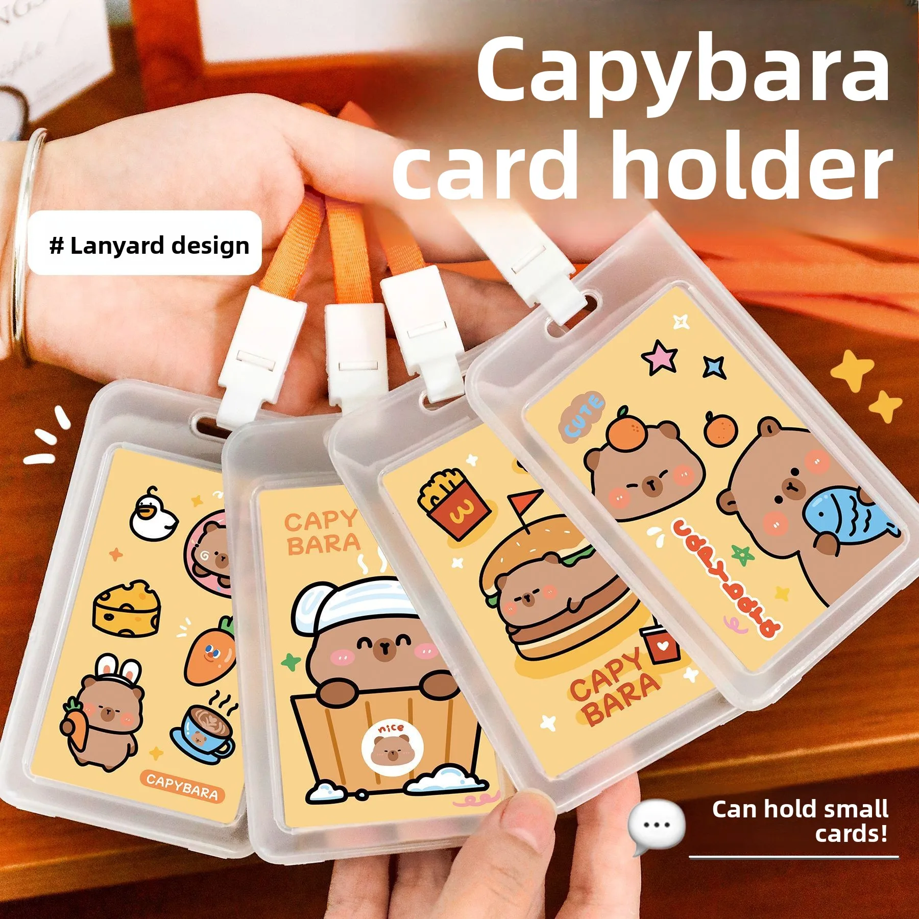 

12 Pcs Kapibara Card Cover Student Transparent Campus Card Cover Cartoon Capybara with Lanyard ID Cover Back To School