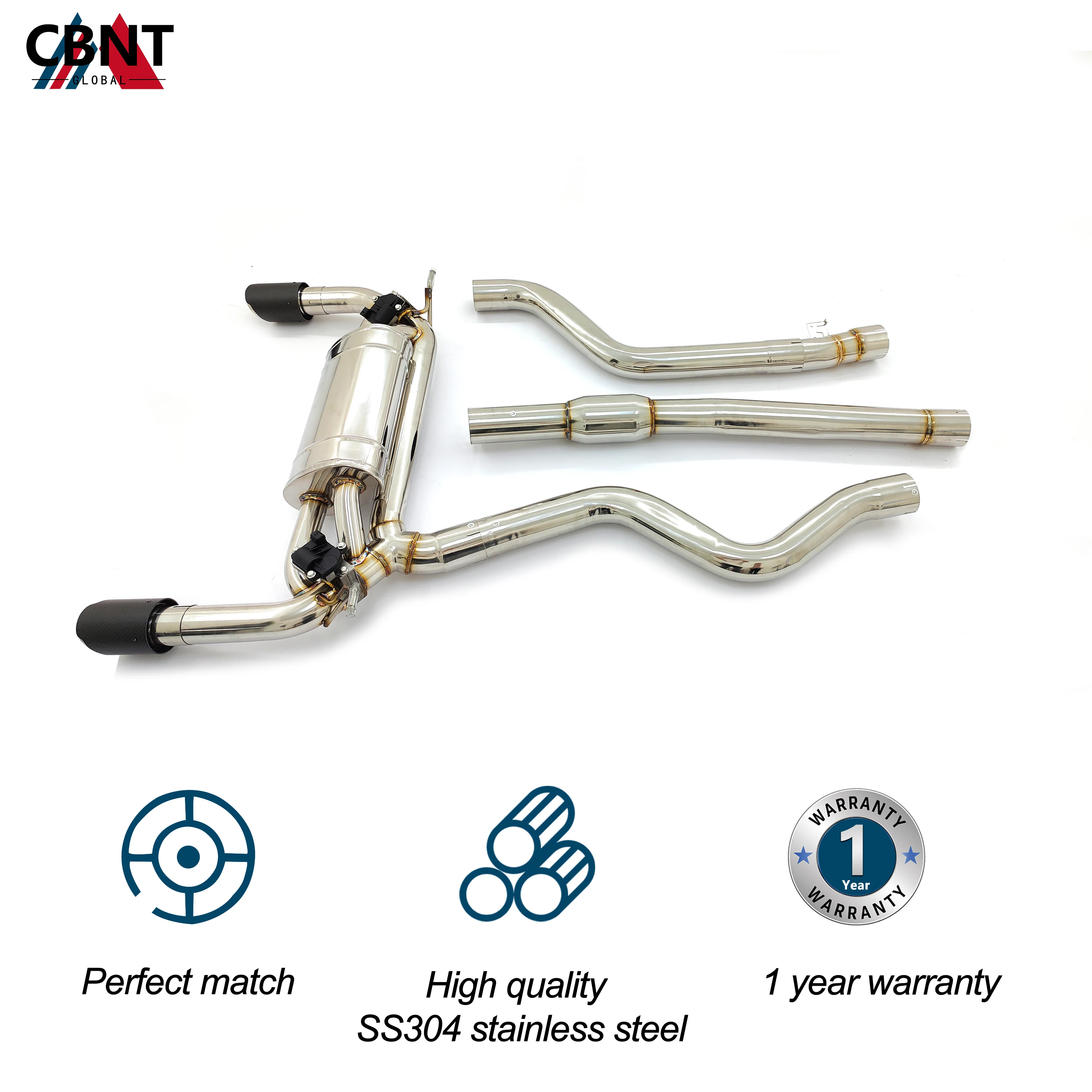 CBNT Valved Exhaust Pipe for BMW F30 340i 440i B58 3.0T Valvetronic Exhaust Catback Muffler High Quality SS304 Exhaust Systems