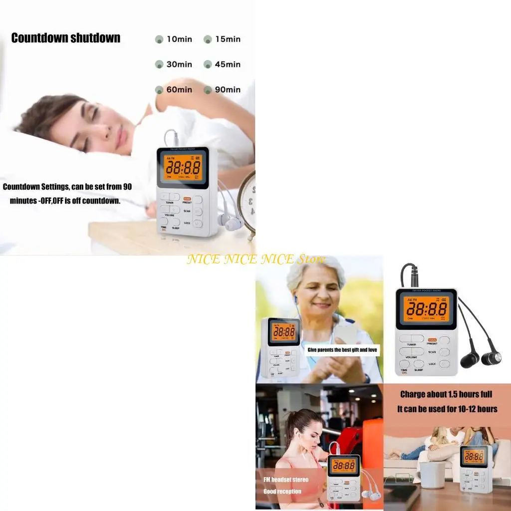 Affichage numérique Radio Pocket / FM avec écran LCD PORT des écouteurs