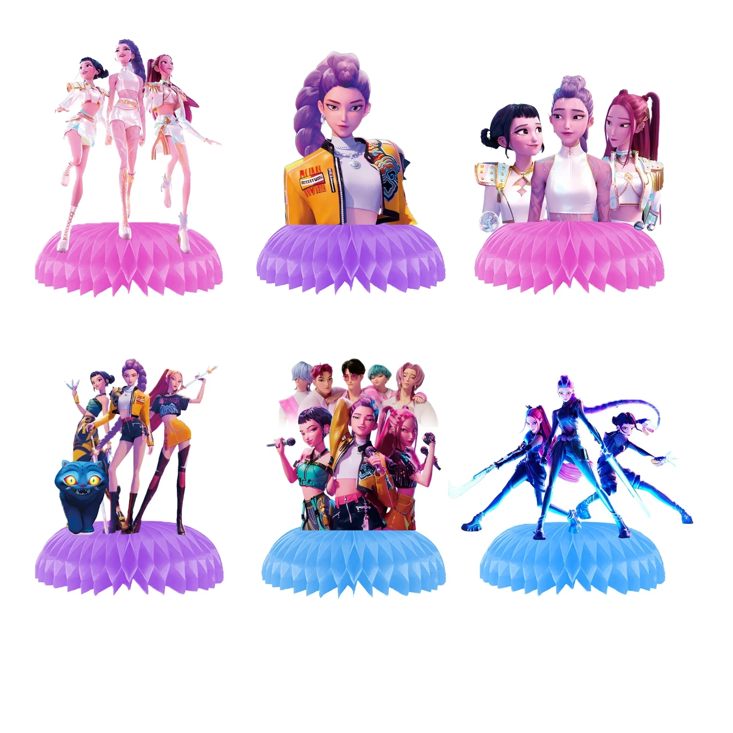 6/12 figurines Kpop Demon Hunter, décorations pour fête d'anniversaire d'enfants, ornements en nid d'abeille, accessoires de décoration de bureau, cadeau