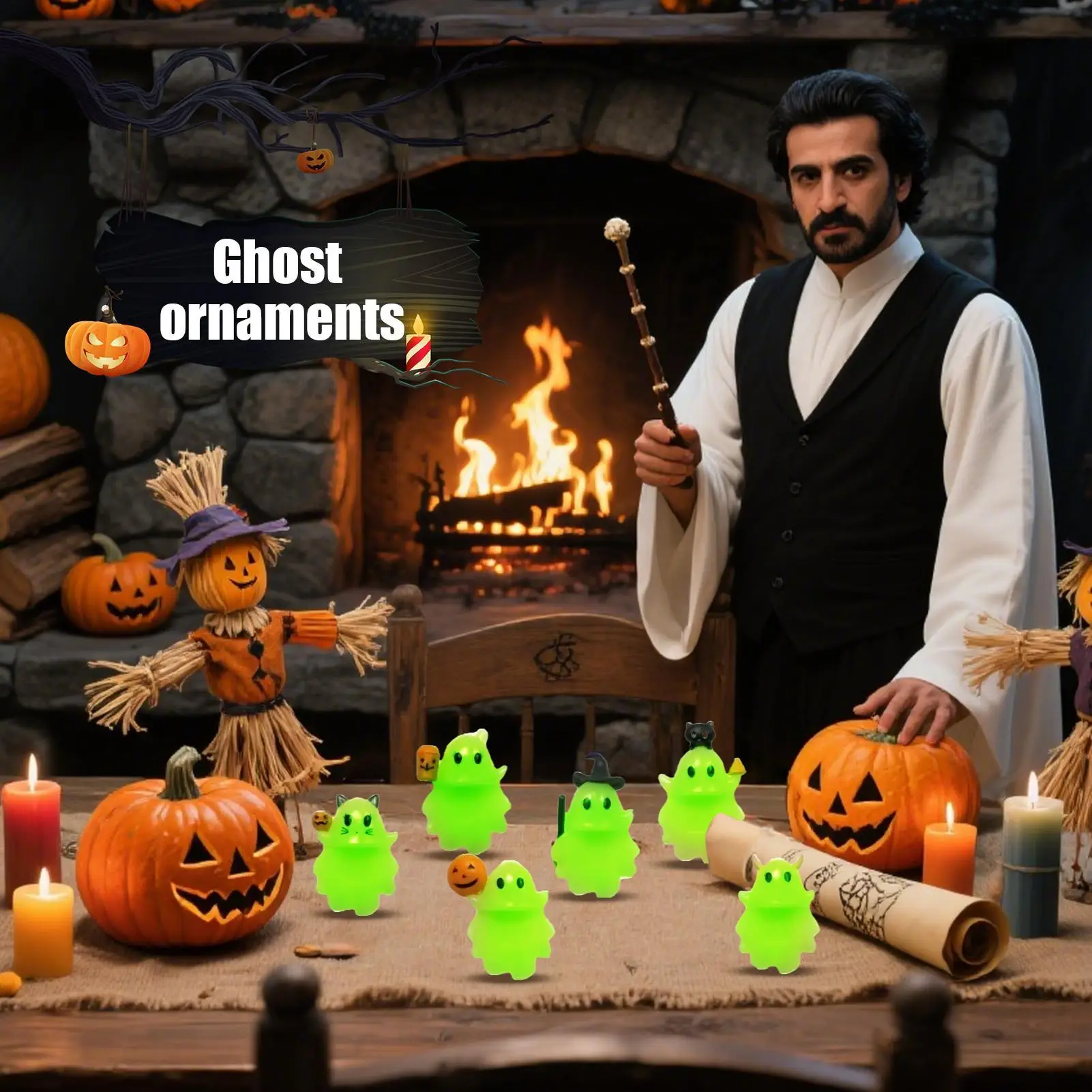 Brilha no escuro fantasma mistério boneca halloween fantasma ornamentos brinquedos estátua novidade para com recurso de luz decoração interior festa em casa