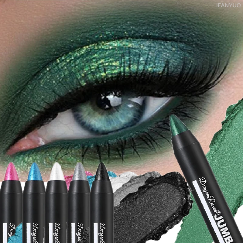 Metallic Glitter Eyeshadow Stick Smoky Dark Green Eye Shadow Pencil Waterproof Pearlescent Highlighter Eyeliner Pencil Cosmetics