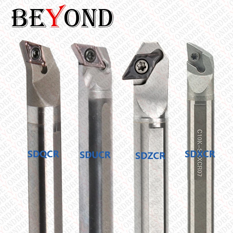 BEYOND SDQCR SDUCR SDXCR SDZCR Internal Tungsten Steel Lathe Tools Holder 8mm 10mm 12mm 16mm Anti-Vibration Silver Turning Shank