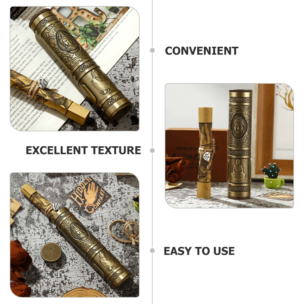 

1 Set Metal Wish Paper Holder Handmade Wishing Tube With Blessing Paper, Airtight Storage For Notes, Mini Decorative Tube For