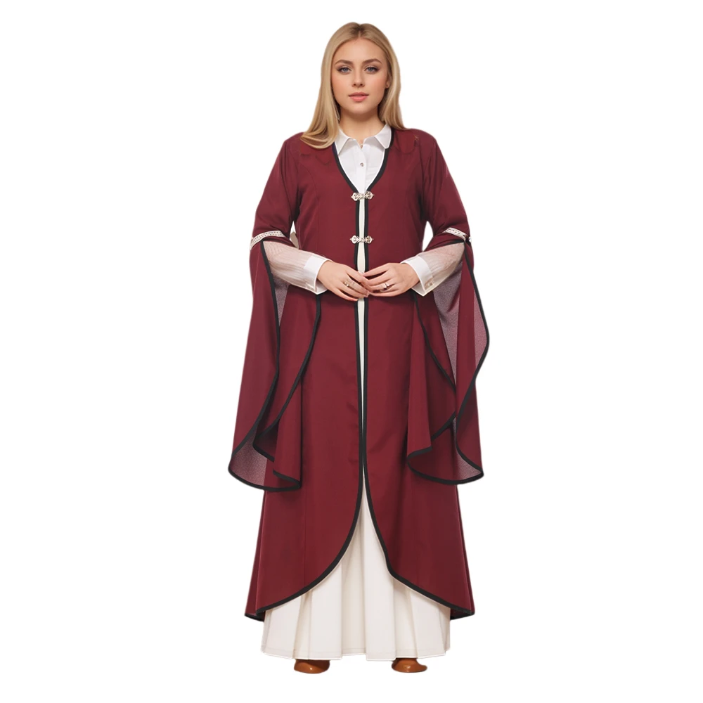 Средневековая туника, классическая куртка, женская куртка в стиле Ренессанс, викинг, пальто с пышными рукавами и разрезом
