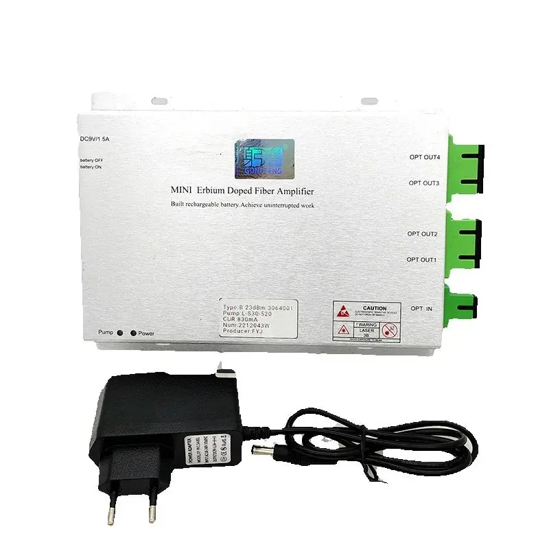 New FTTH Modular Fiber Amplifier 4Port 23dBm High Quality Catv MINI EDFA Built rechargeable battery Factory Wholesale
