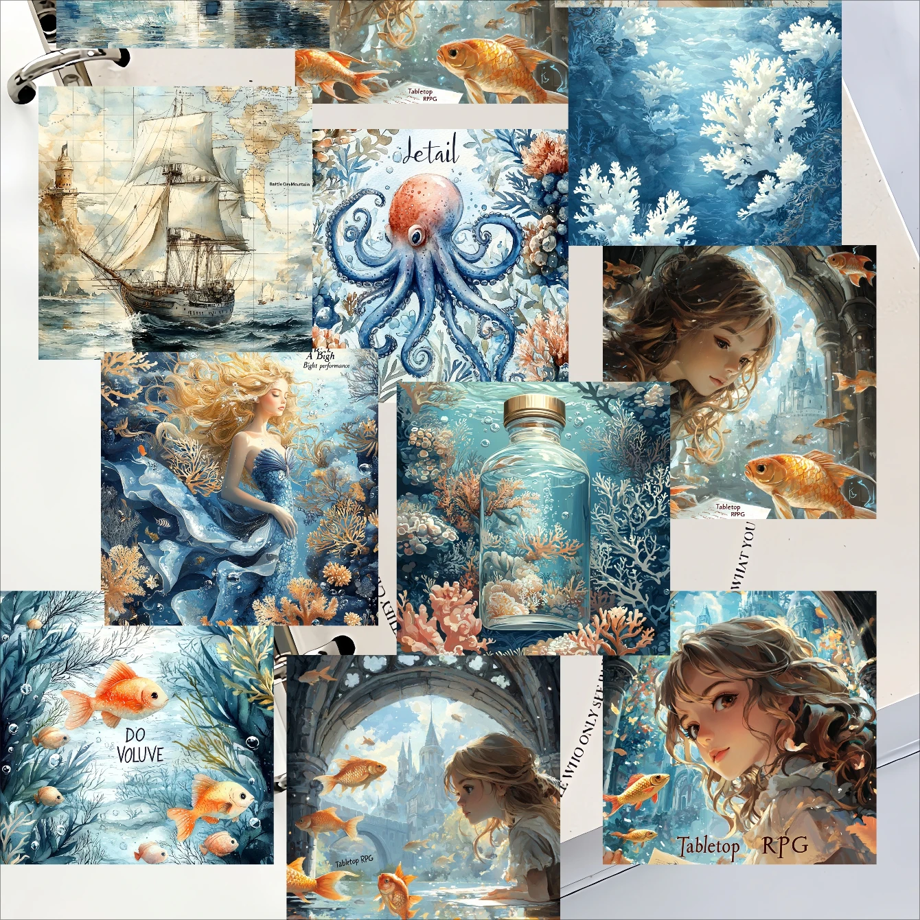 24pcs cute Watercolor Ocean Creatures Girl graffiti stickers, stationery, notebook, account materials, phone  luggage, guitar