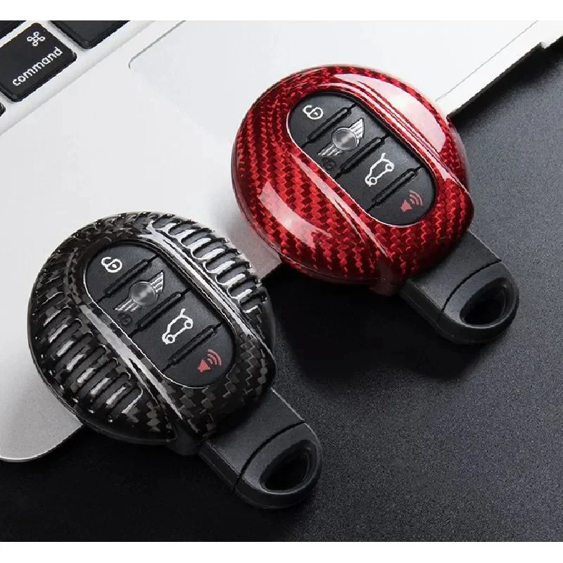 For BMW Mini F56 F55 F54 Real Carbon Fiber Car Key Fob Case Cover Shell With Air Vent Car Accessories
