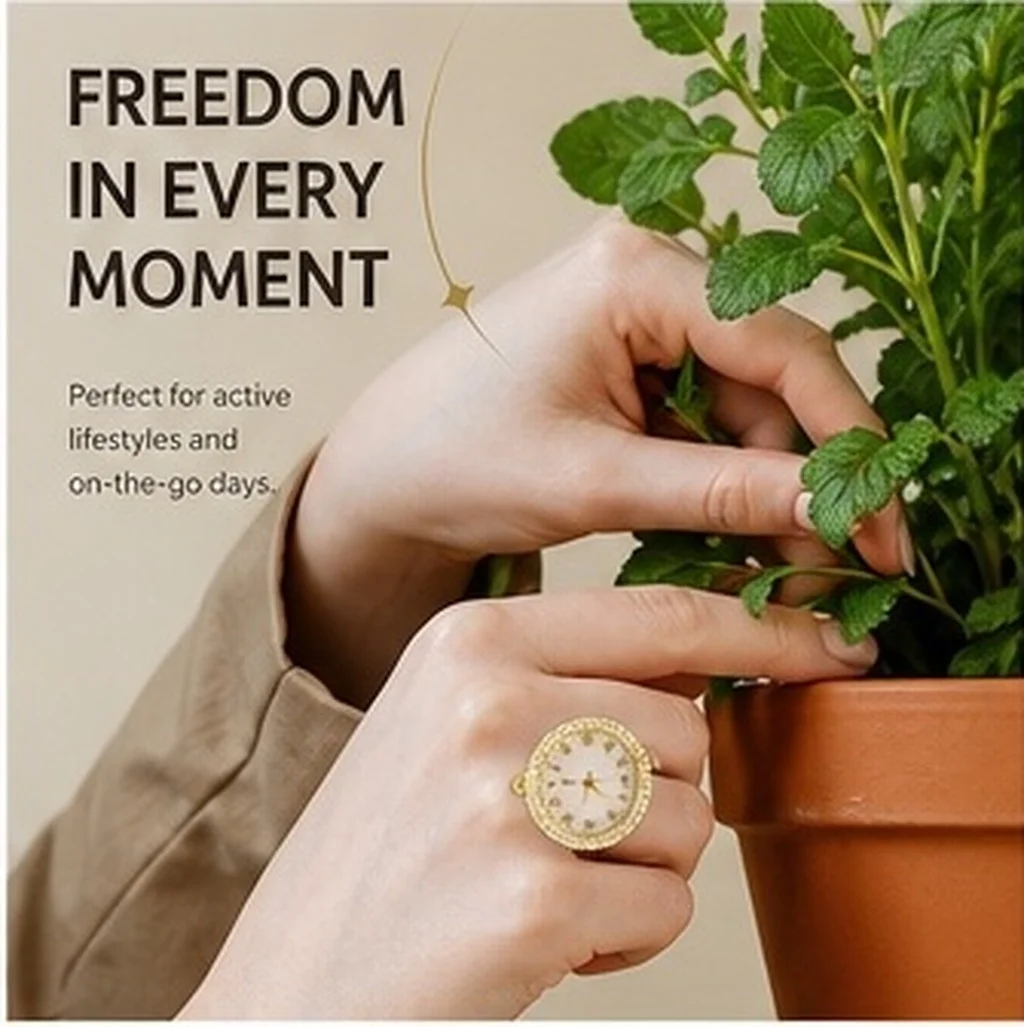 Mini Finger Ring Quartz Watch for Men and Women – Adjustable Oval Dial, Waterproof Digital Timepiece