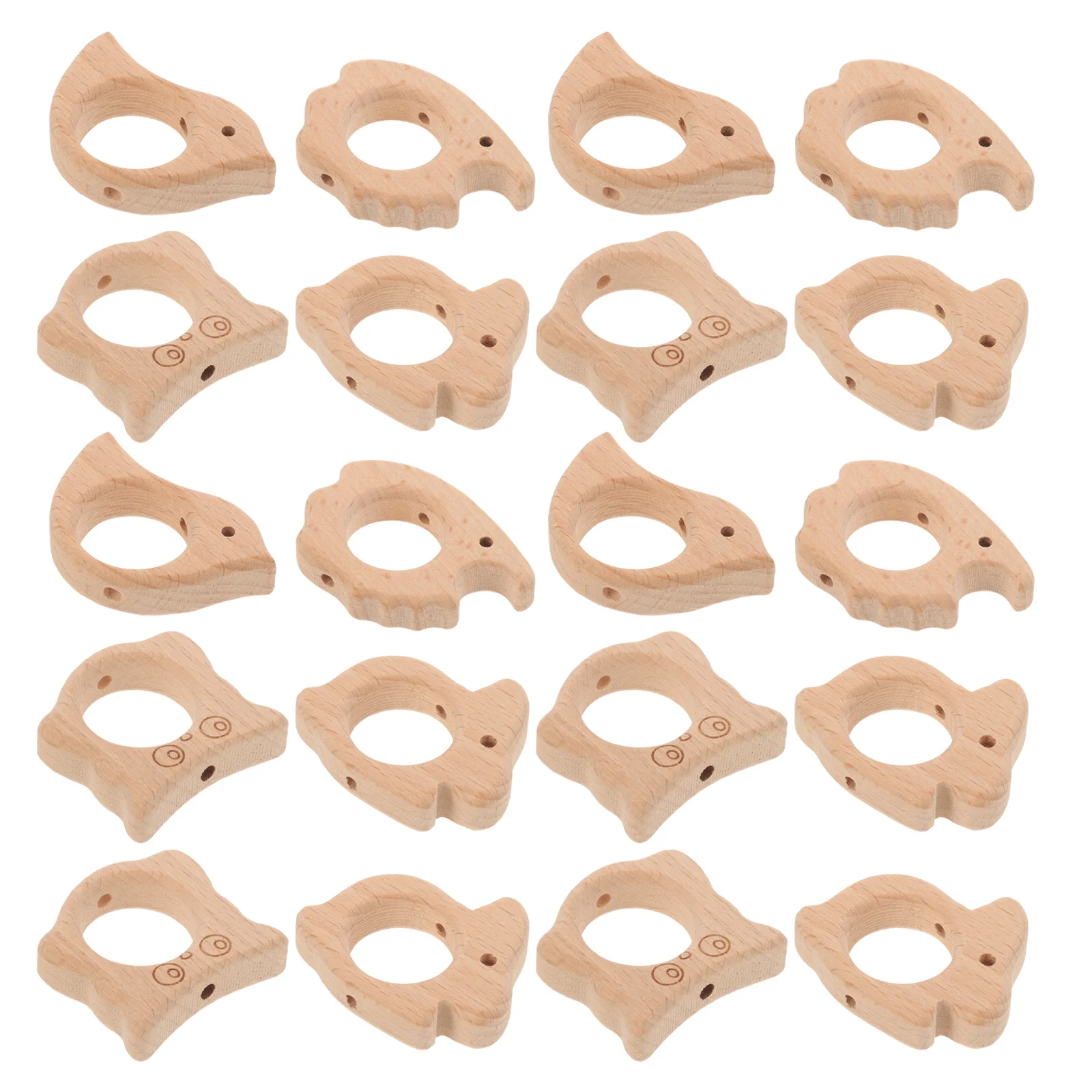 20 pcs Animal For Wood Teether Ring Infant Grasp Training Baby Wooden Baby Safe Kids Gift