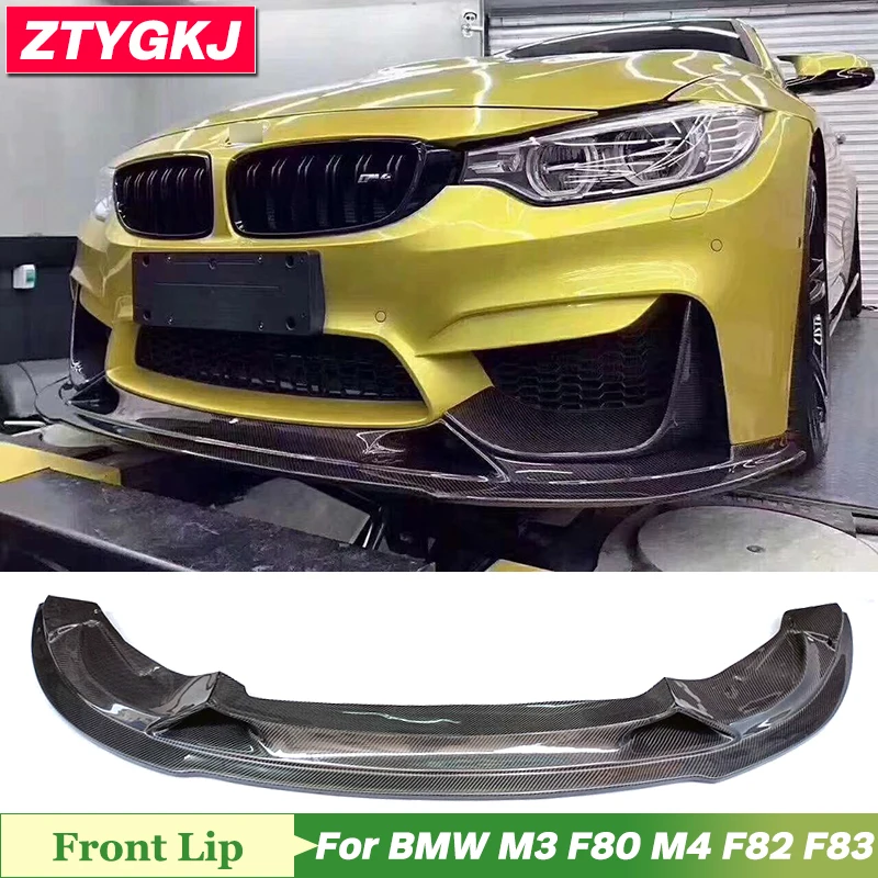 R Style Carbon Fiber Material Front Bumper Lip Trims For BMW M3 F80 M4 F82 F82 Tuning 2014-2020