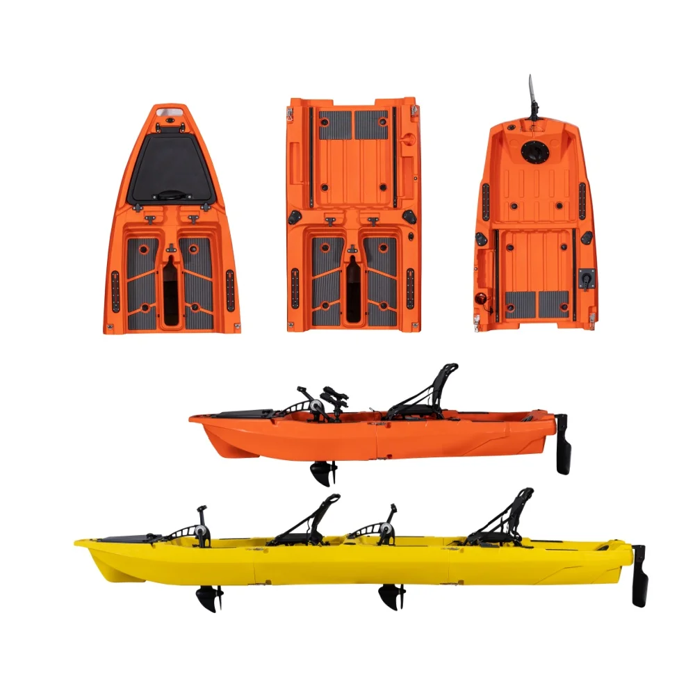 14 FT Modular Sea Kayak 3-Section Tandem With Double Seat 2-Person Customized Logo Color Pedal Kayak Outdoors Touring