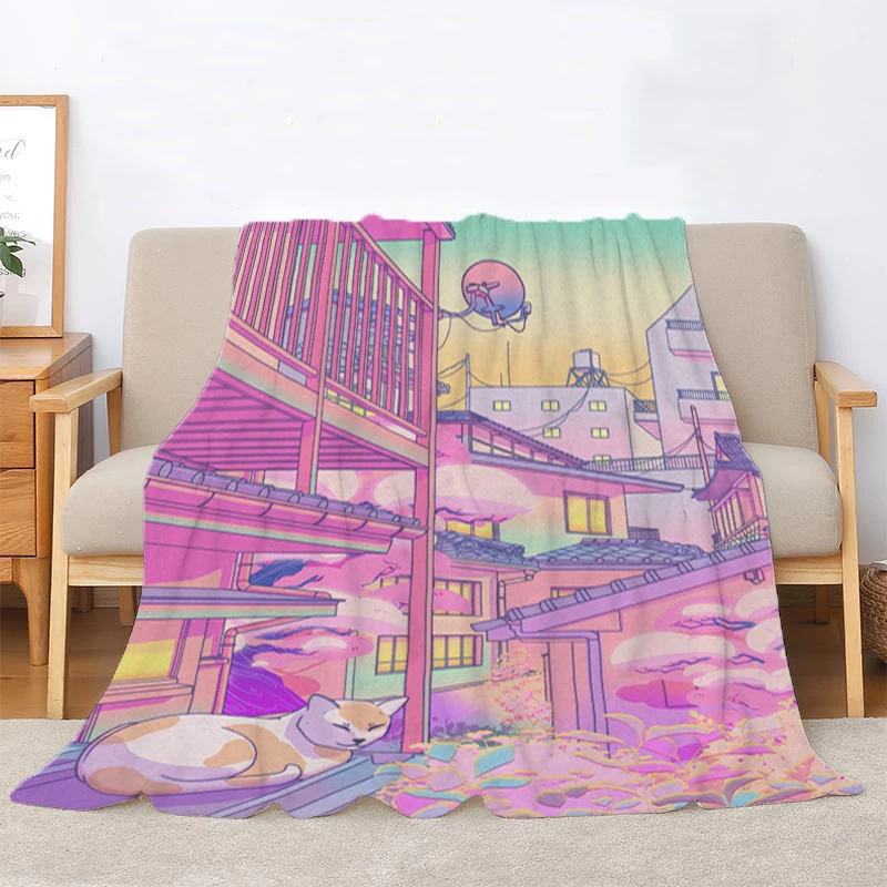 Fleece Blanket for Living Room City Pop Decorative Bed Blankets Bedroom Decoration Bedspread the Throw Sofa Fluffy Soft Boho Nap