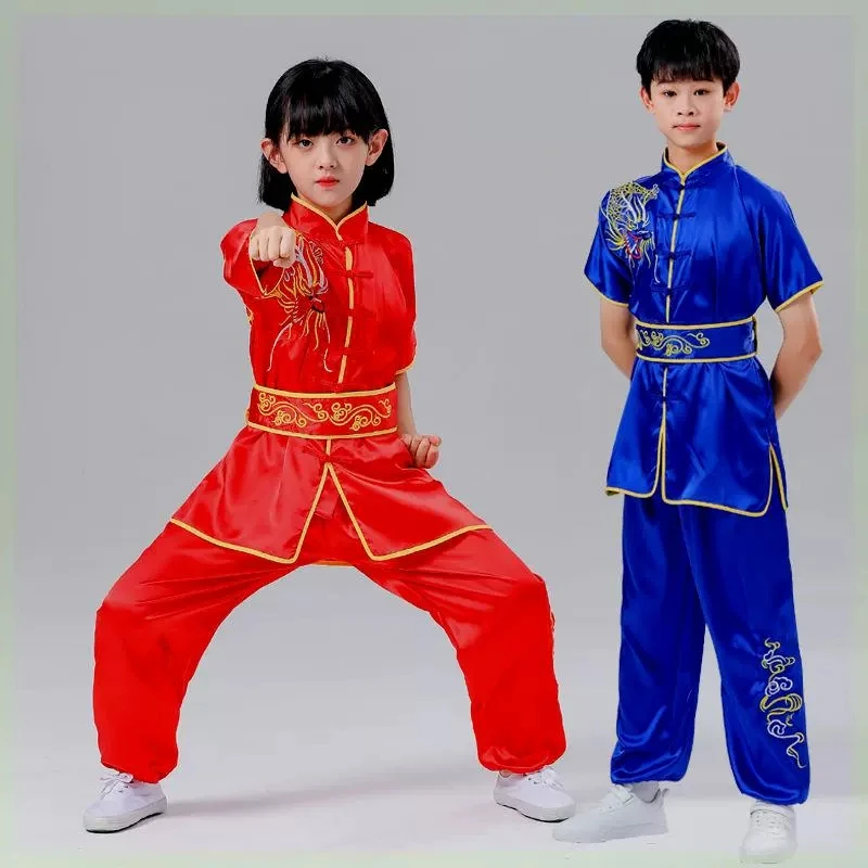 2024 traditional chinese kung fu costume children national dragon embroidery wushu uniform kung fu shaolin wing-chun clothing