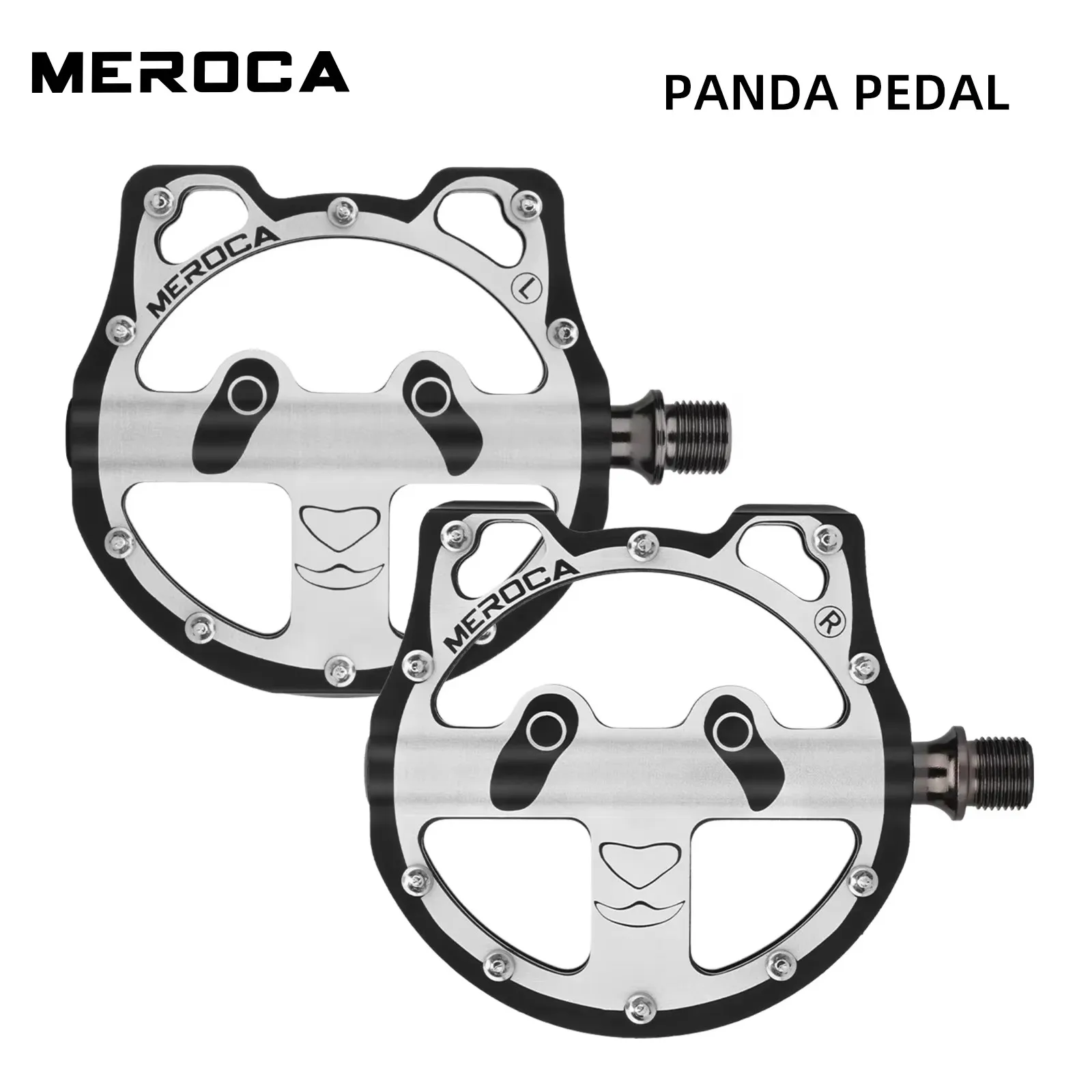 

MEROCA Panda Bicycle Pedals 3 Bearings Aluminum CNC Non-Slip Pedal for Mountain Road Bike