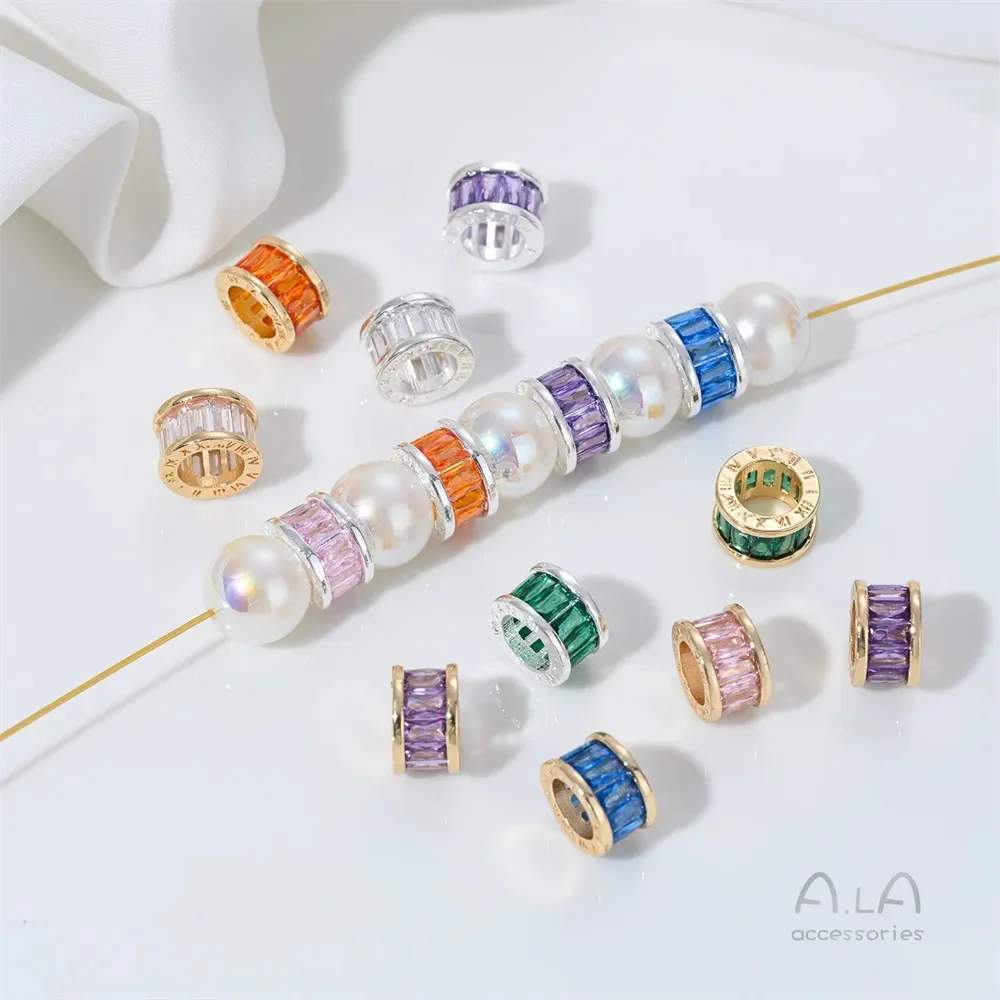 

T362 14K Gold-plated, Thick Silver-plated, Colored Zirconium Beads, Hand-strung, Diy Accessory Materials, Pearl, Crystal Necklac