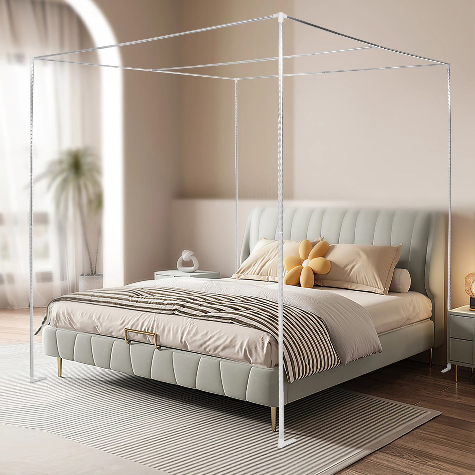 

2*2*2m 4-Corner Bed Canopy Frame Post Bracket Mosquito Netting Curtain Support
