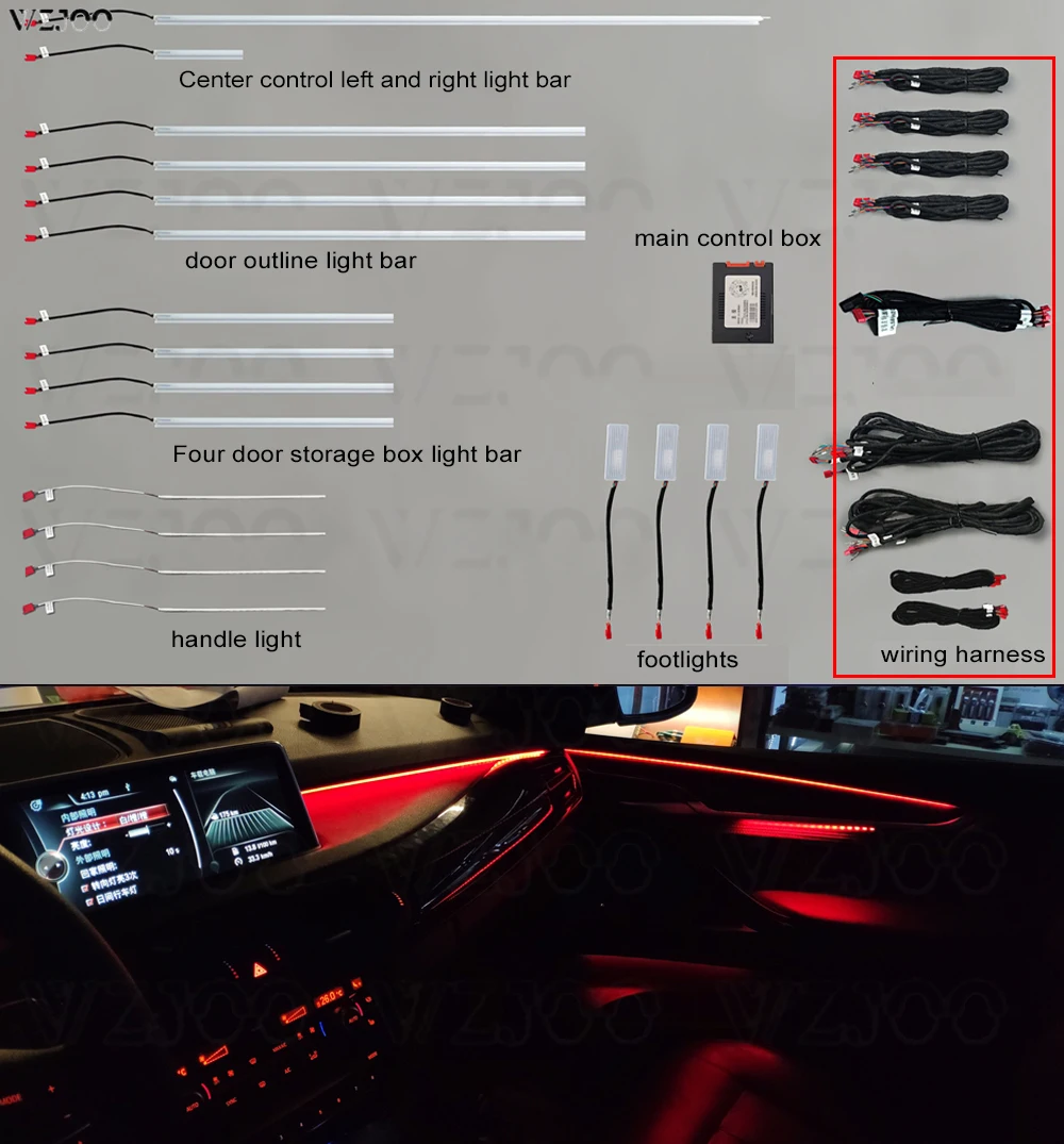 For BMW X5/X6 8/9/11 colors car decorative auto ambient light led strip for F15/F85/F16/G05/G06 Ambient light decoration Refit