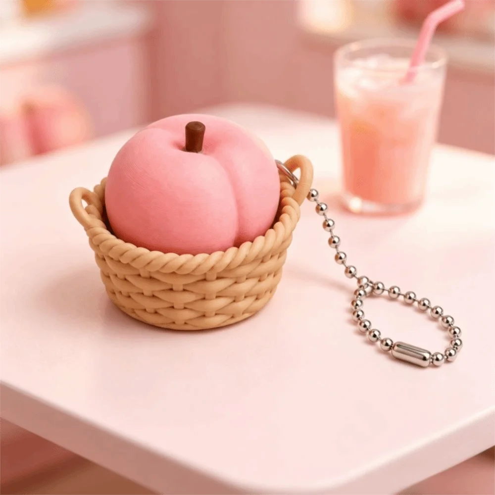 Simulation Fruit 3D Printed Keychain 3D Printed Food Shaped Clicker Keychain Simulation Vegetables Cute Reduce Pressure Keychain