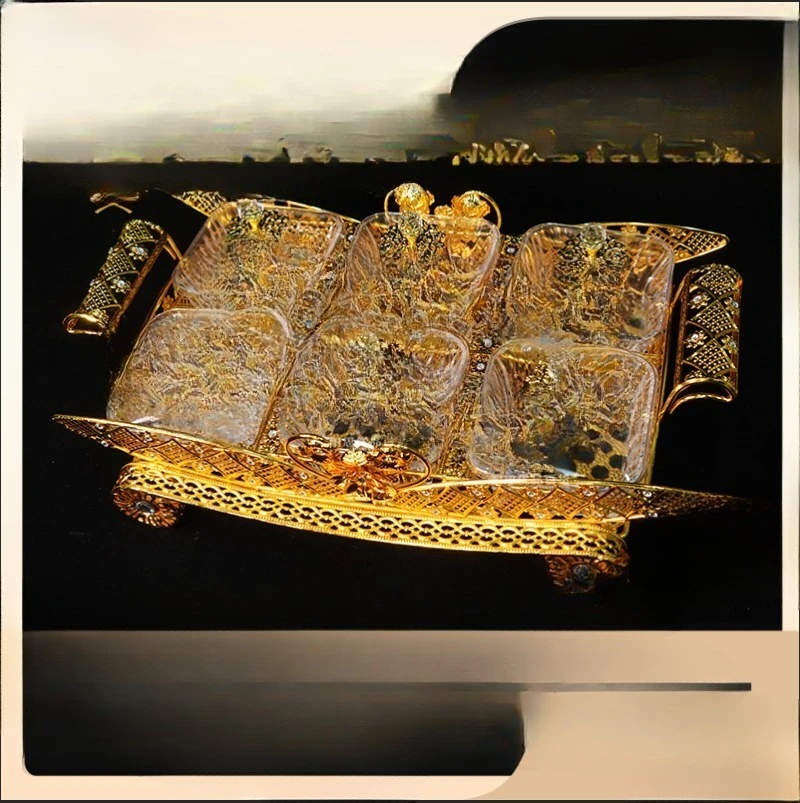 

Restaurant tea tray glass, household and commercial tea tray, snack tray, grid dried fruit plate