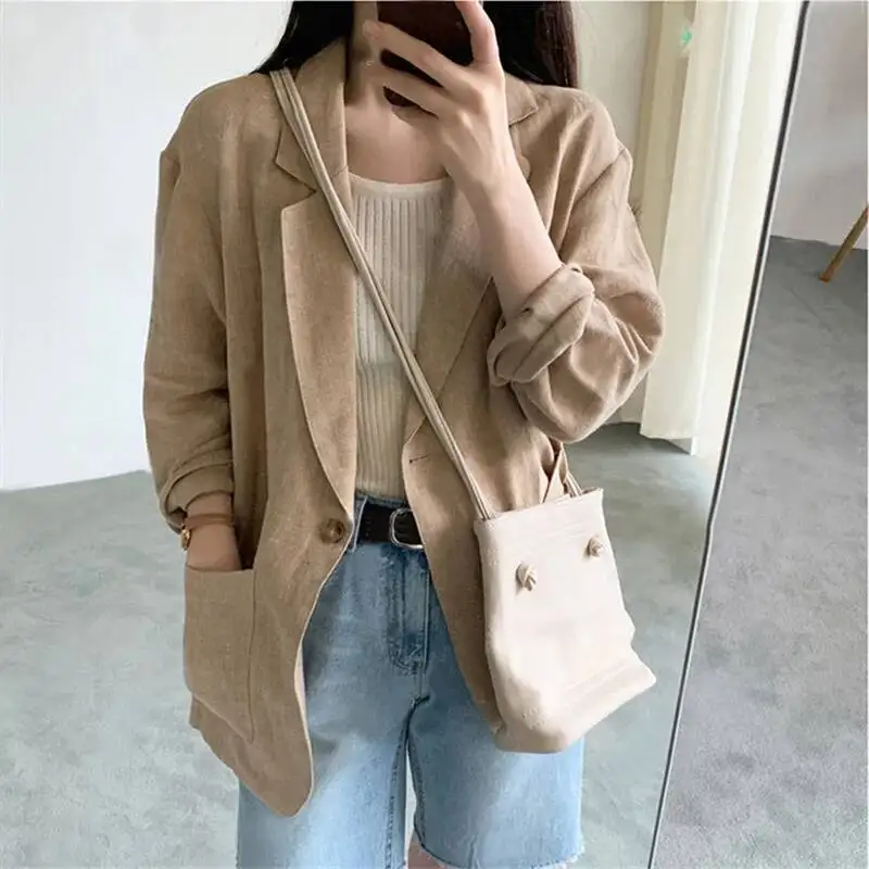 HKSH Frühling Herbst Neue Frauen Blazer drehen-unten Kragen Taschen Einfarbig Elegante Vintage Casual Jacke Britischen Stil Mäntel h2717