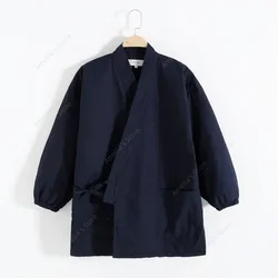 Men's/Unisex Winter Fleece-Lined Samue Jacket Japanese Padded Warm Home Wear Top Traditional Work Clothing