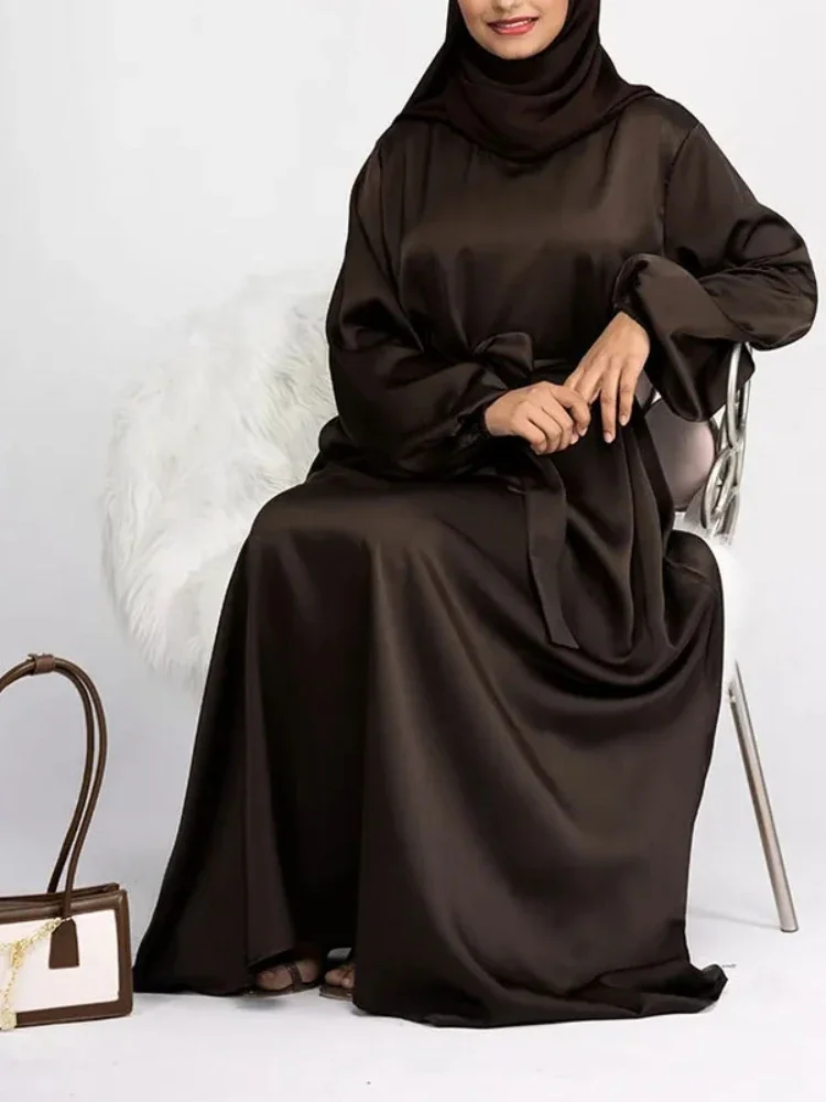 Ramadan Satin Abaya Geschlossen Hijab Kleid Türkei Muslimischen Plain Grundlegende Abayas für Frauen Dubai Lange Kleider Islamische Kleidung Kaftan