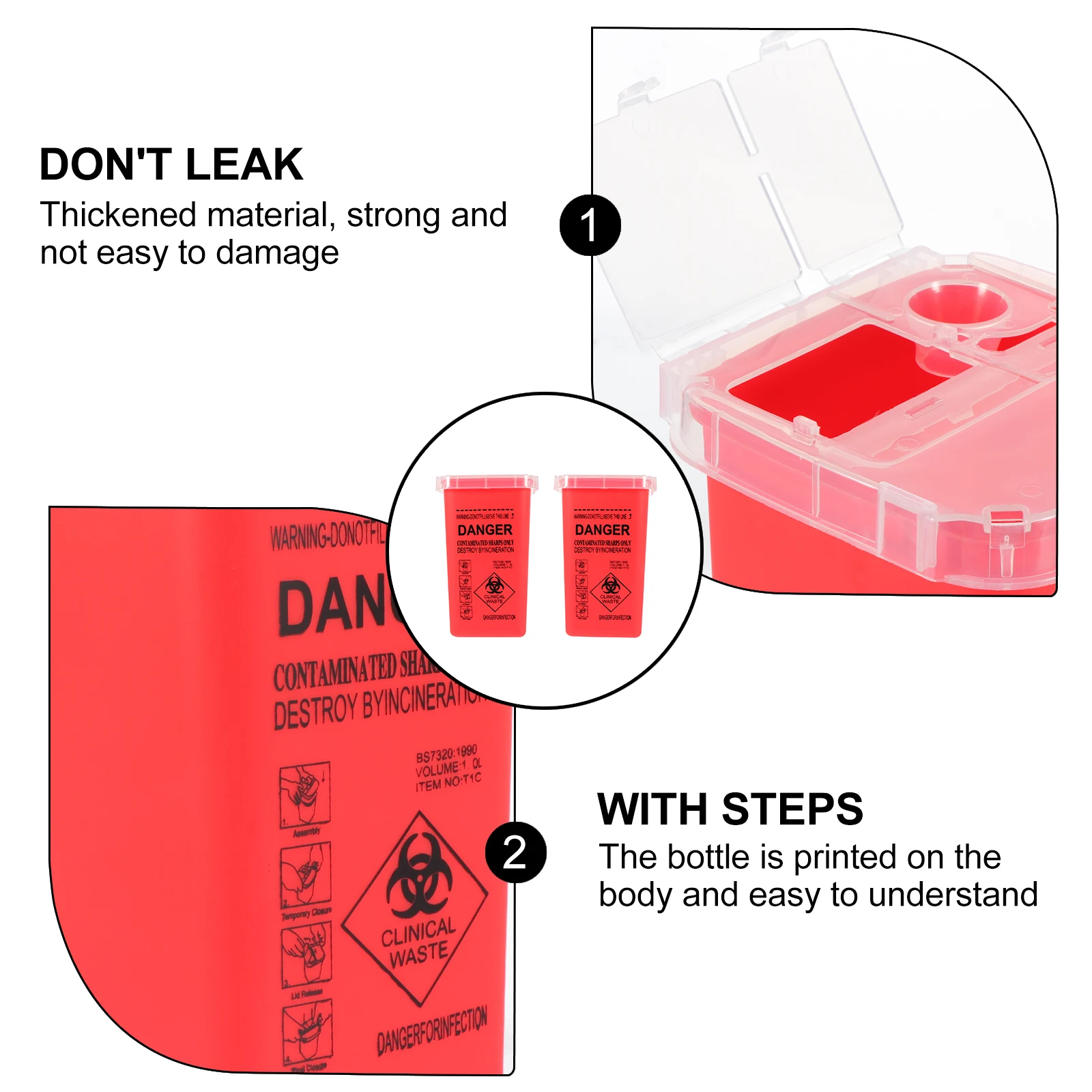 

2 Pcs Tattoothing Utensil Storage Box Sharps Containers for Plastic Bucket Multi-function Disposal